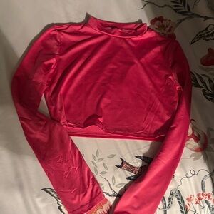 Women's Long Sleeve Pink Crop Top